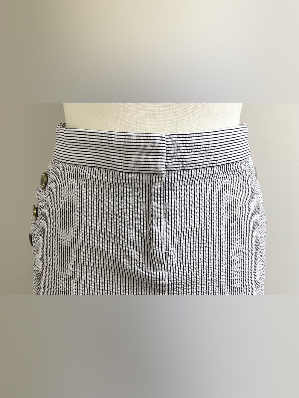 J Crew Women 6 Blue White Stripe Skirt Boho Fall Fisherman Preppy 90s Minimalism - Picture 2 of 13